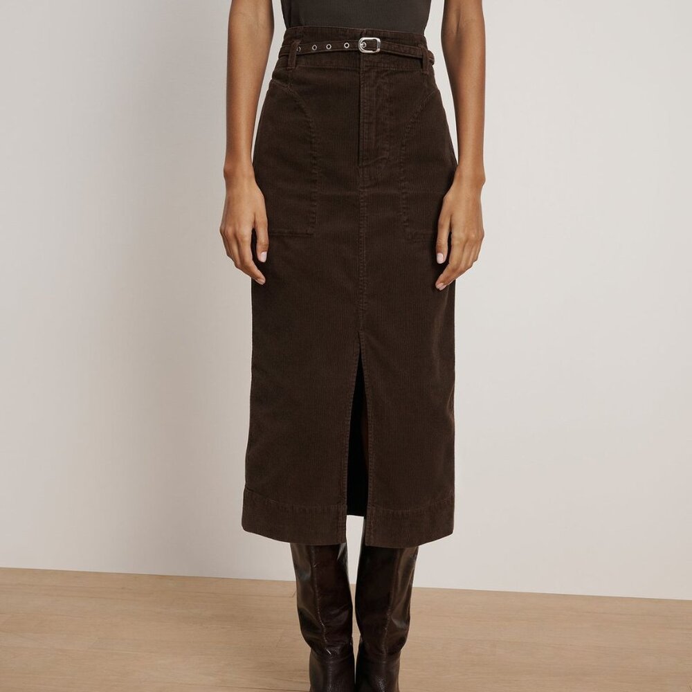 Veronica Beard Pavana Corduroy Midi Skirt Brown Sz 8